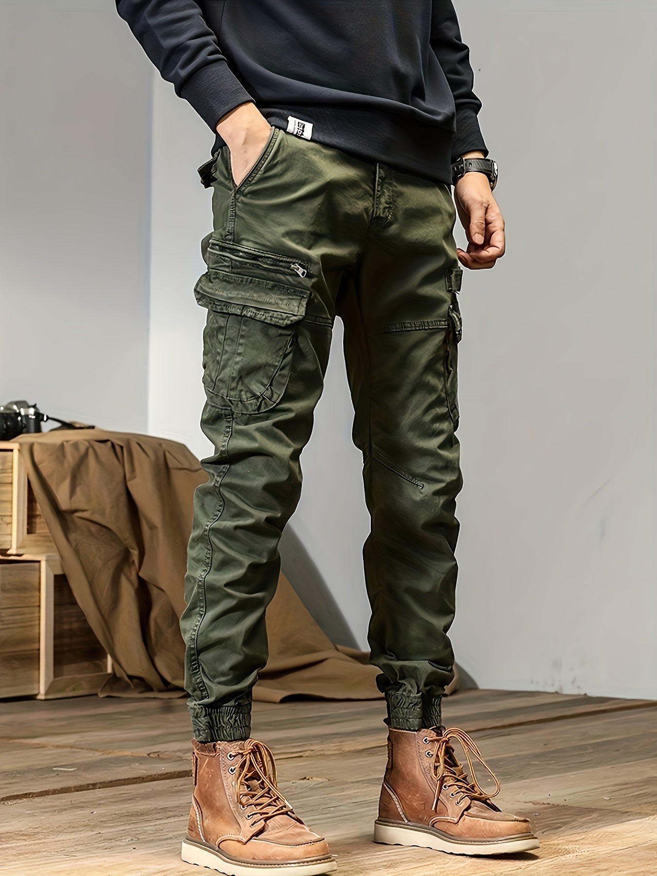 Men's Cargo Pants - Multi Pocket – Black – view 13