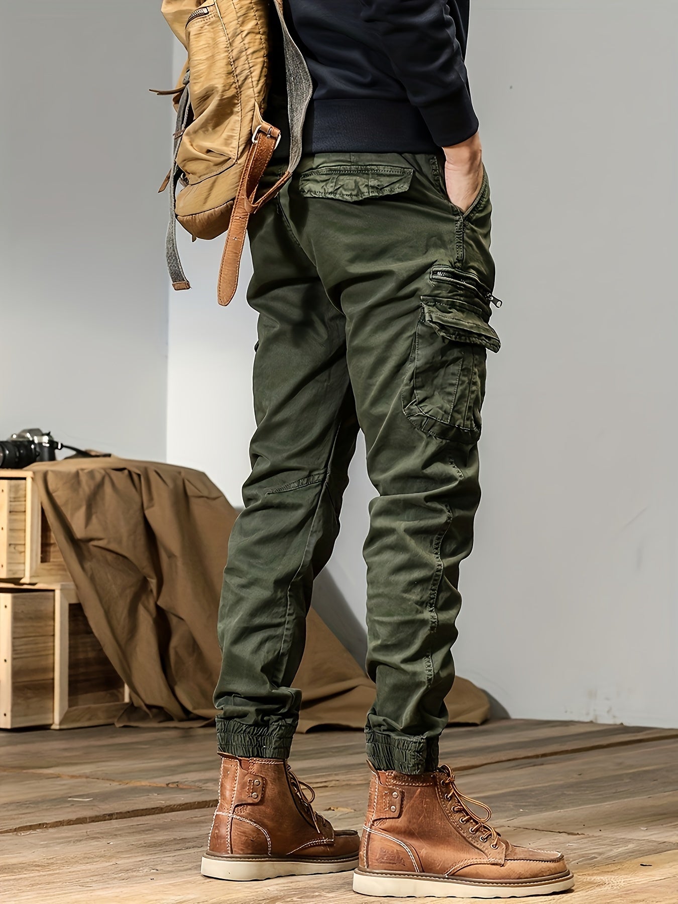 Men's Cargo Pants - Multi Pocket – Black – view 14