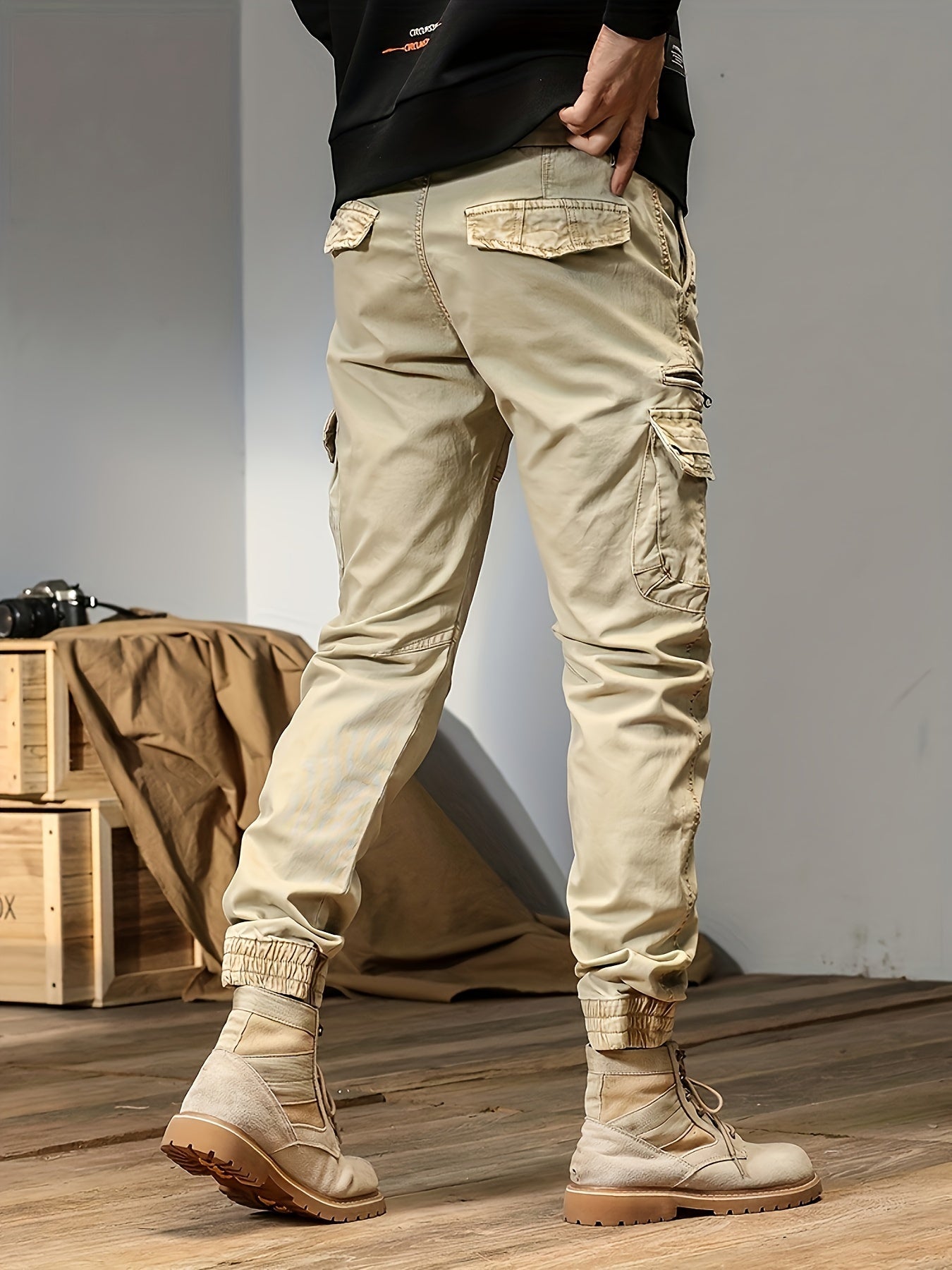 Men's Cargo Pants - Multi Pocket – Black – view 16