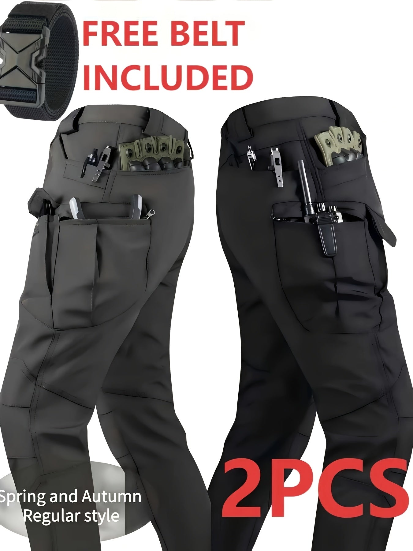 Men's Cargo Pants - Multi Pocket – Sizes M–XXXL – Black option – view 3
