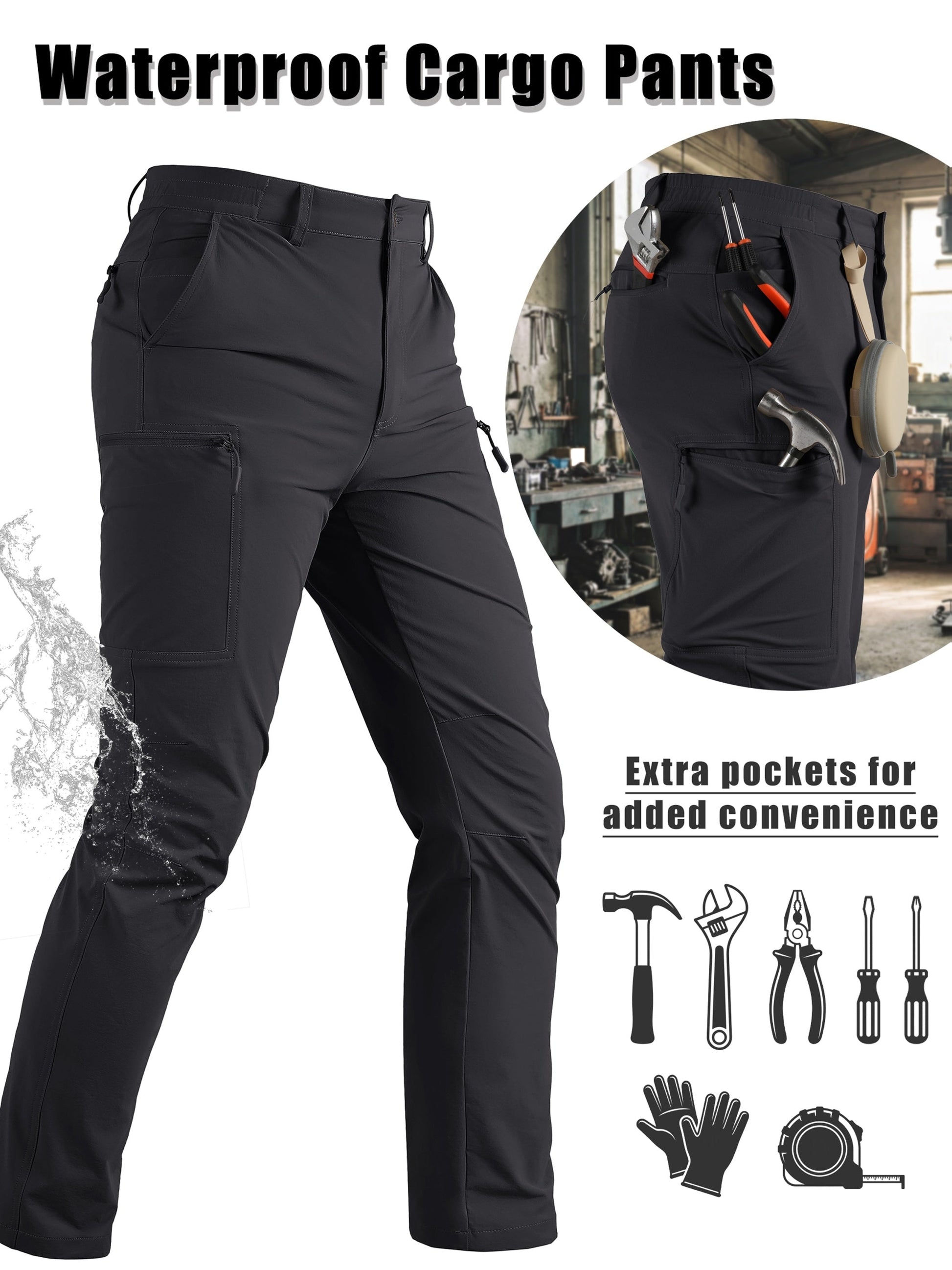 Men's Cargo Pants - Quick Dry With Pockets – Sizes 30–40 detail view
