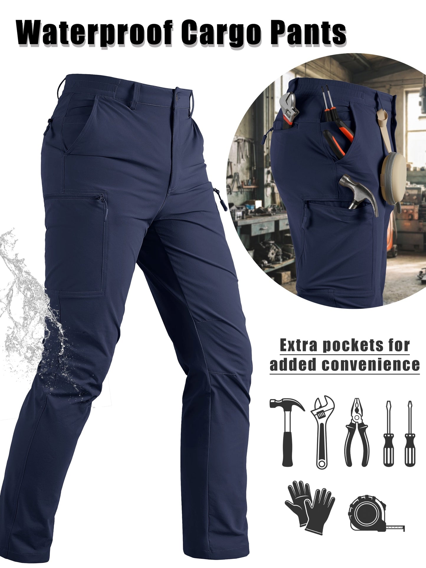 Men's Cargo Pants - Quick Dry With Pockets – Sizes 30–40 detail view