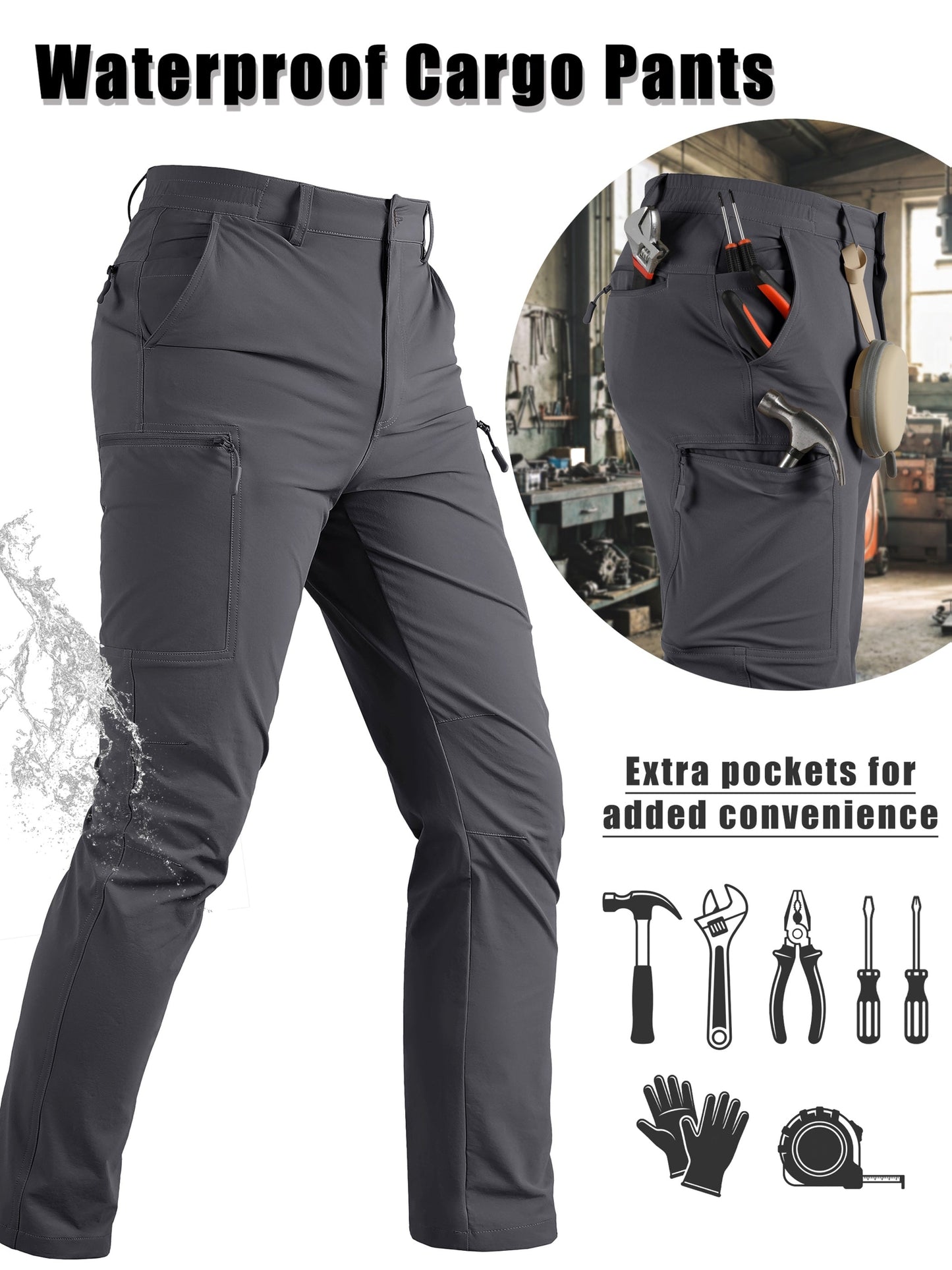 Men's Cargo Pants - Quick Dry With Pockets – Sizes 30–40 – Khaki option – view 2