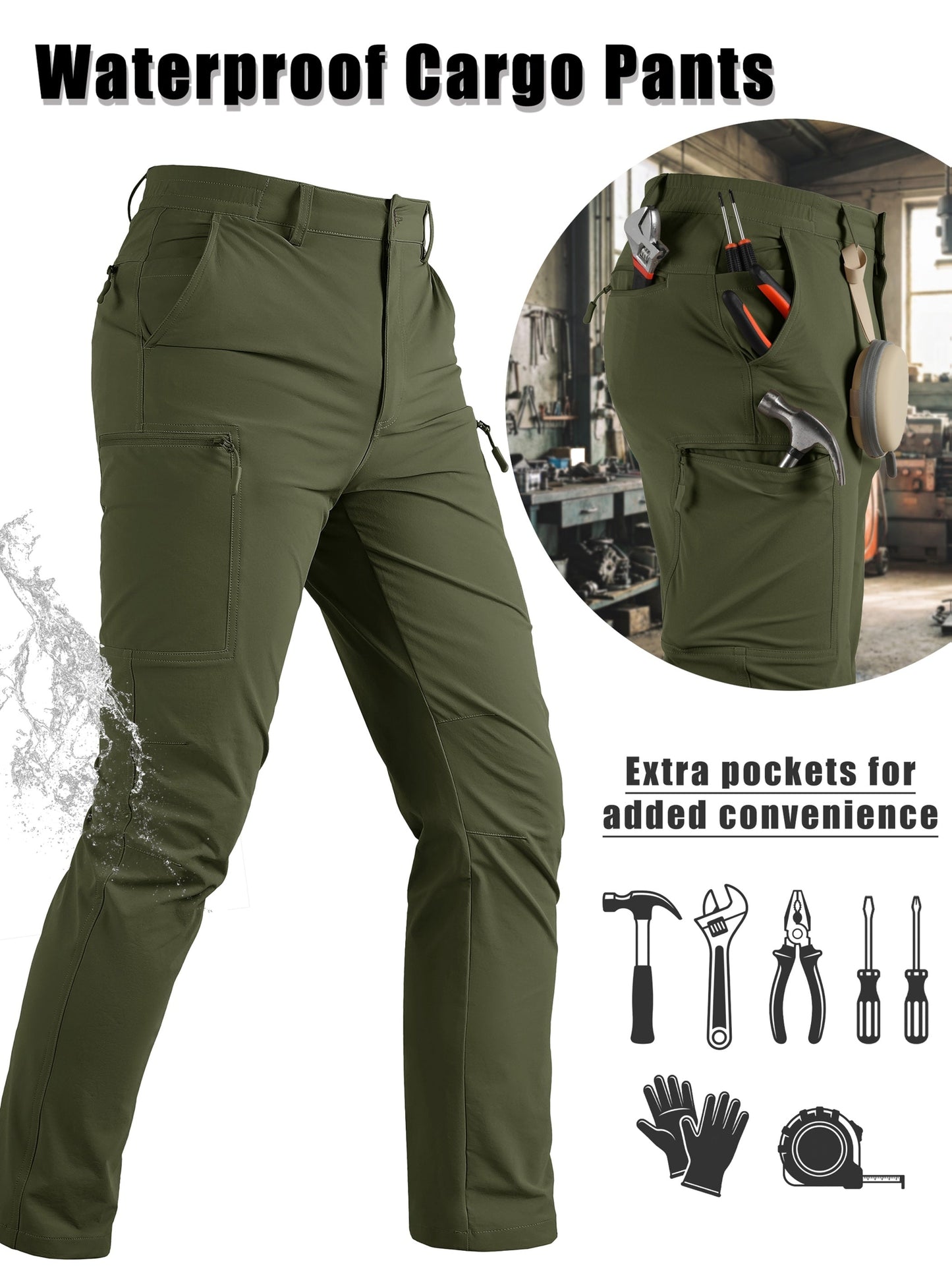 Men's Cargo Pants - Quick Dry With Pockets – Sizes 30–40 – Khaki option – view 7