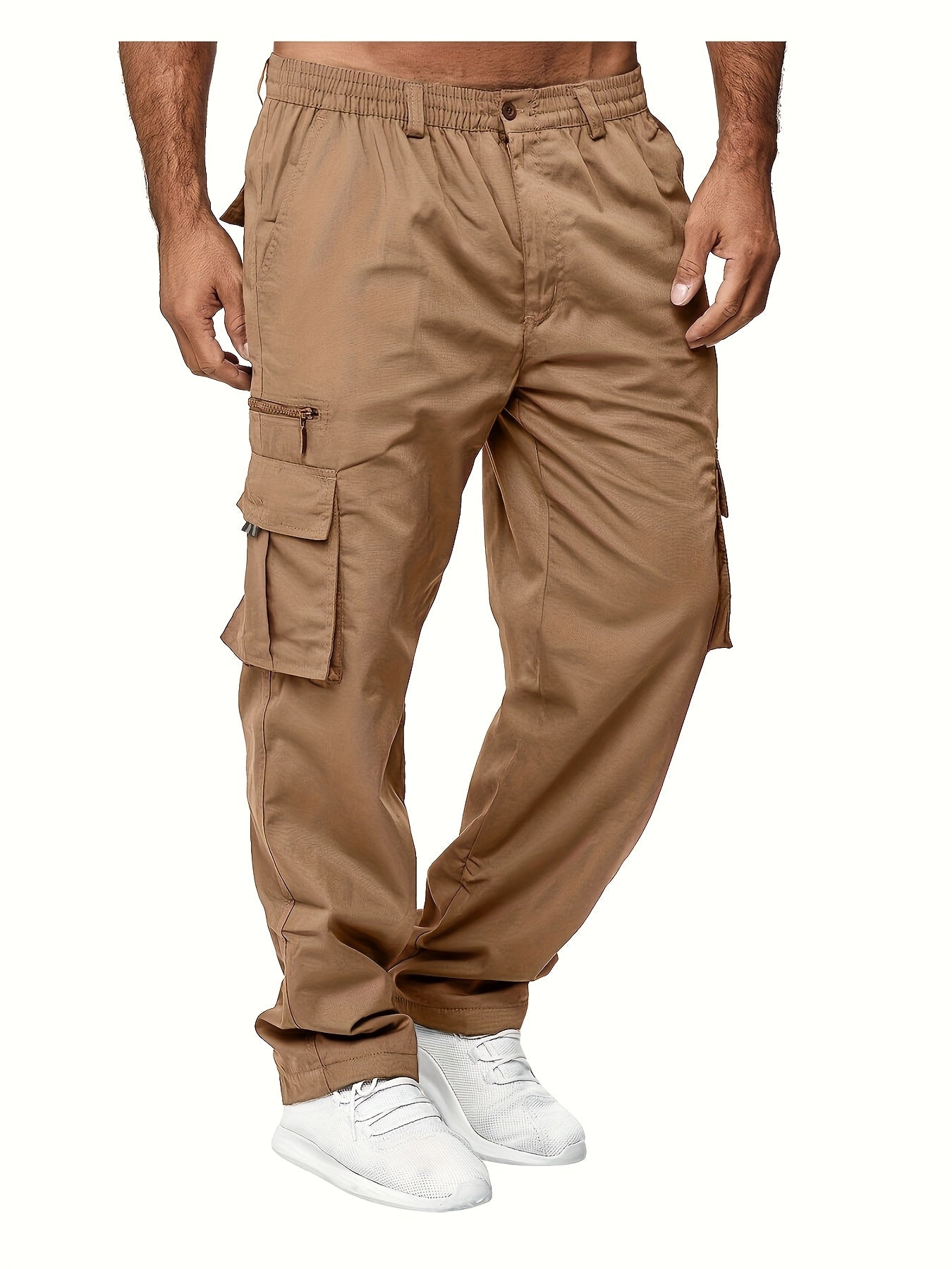 Men's Cargo Pants - Stretch – Khaki Polyester – view 9