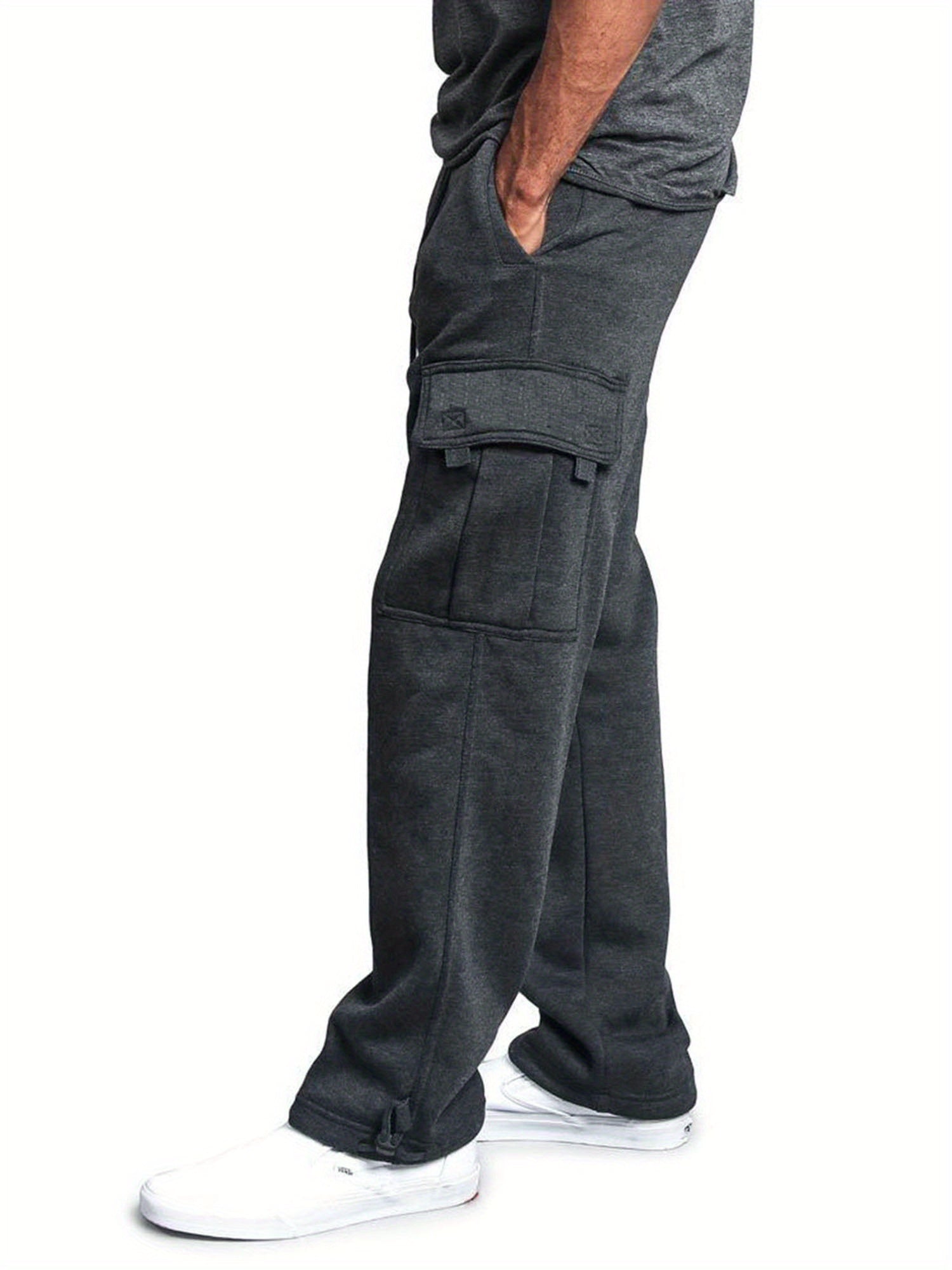 Men's Cargo Pants - Stretch With Pockets – Black Knit – view 6