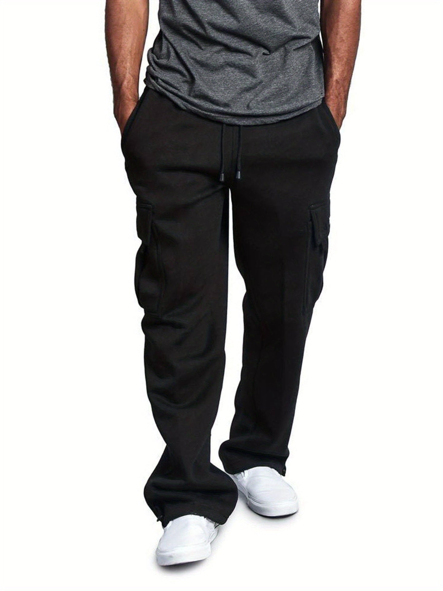 Men's Cargo Pants - Stretch With Pockets – Black Knit – view 10