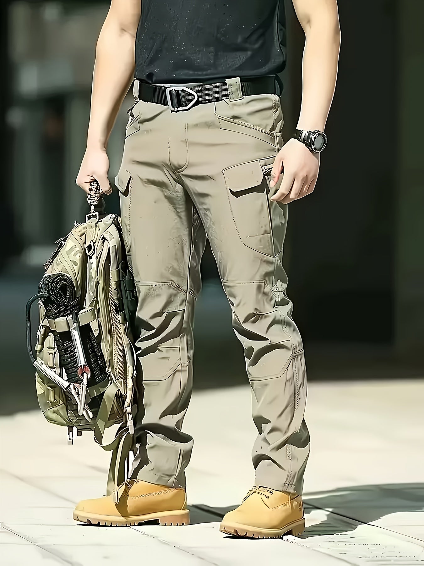Men's Cargo Pants - Stretch With Pockets – Color (with belt) – view 3