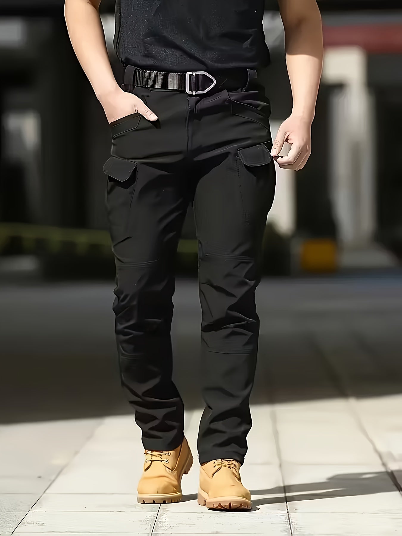 Men's Cargo Pants - Stretch With Pockets – Color (with belt) – view 4