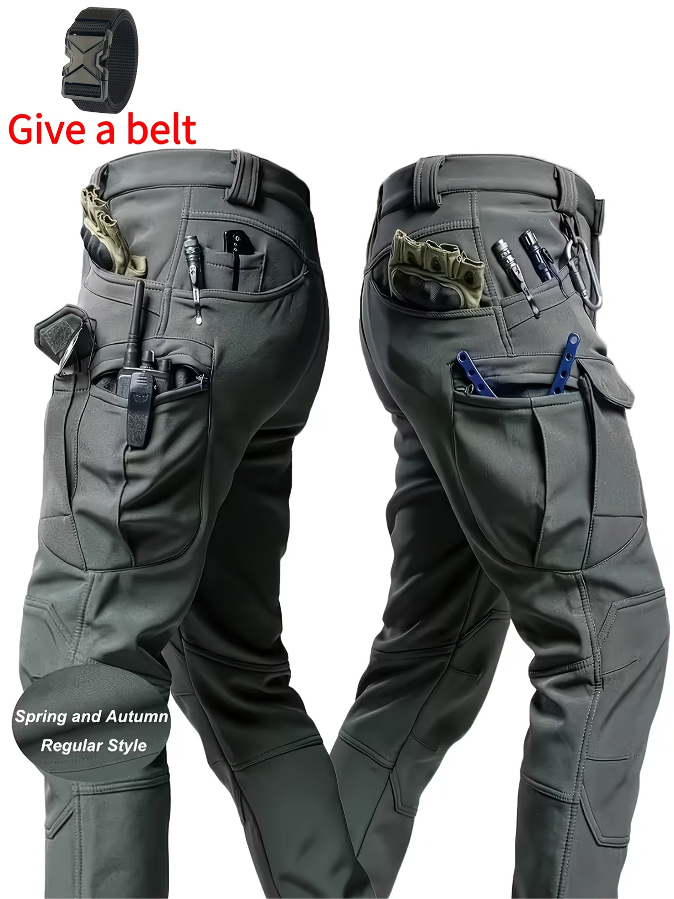 Men's Cargo Pants - Stretch With Pockets – Color (with belt) – view 6