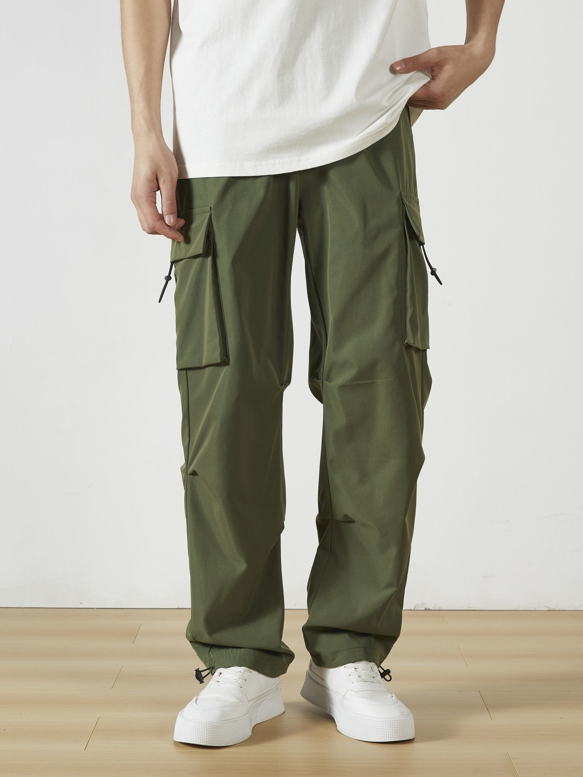 Men's Cargo Pants - Stretch With Pockets – Dark Gray Polyester – view 3