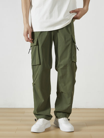 Men's Cargo Pants - Stretch With Pockets – Dark Gray Polyester – view 3