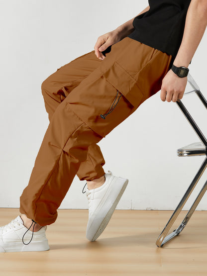 Men's Cargo Pants - Stretch With Pockets – Dark Gray Polyester – view 5