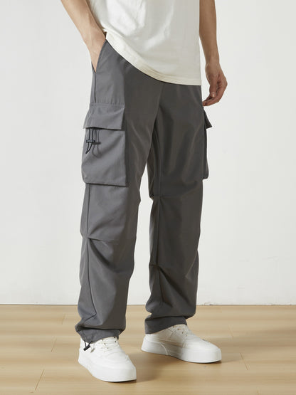 Men's Cargo Pants - Stretch With Pockets – Dark Gray Polyester – view 8