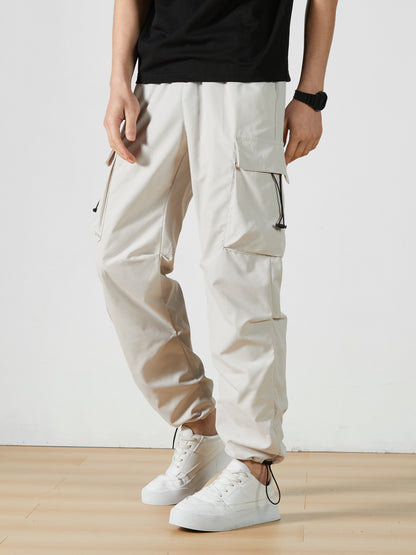 Men's Cargo Pants - Stretch With Pockets – Dark Gray Polyester – Gray option – view 2