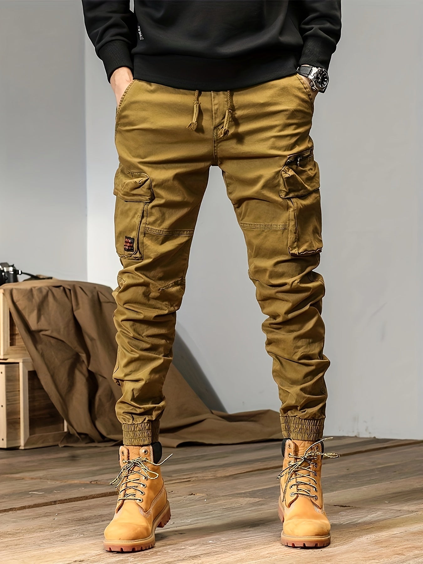 Men's Cargo Pants - Stretch With Pockets – Sizes 30–38 – Black option – main product image