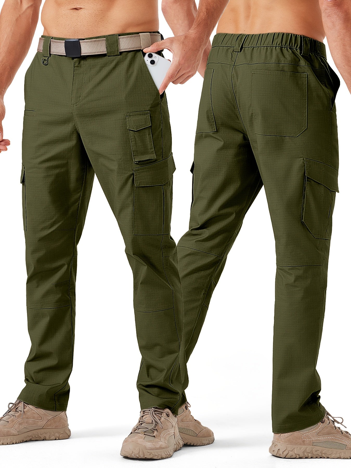 Men's Cargo Pants - Stretch With Pockets Workwear – Khaki option – view 3
