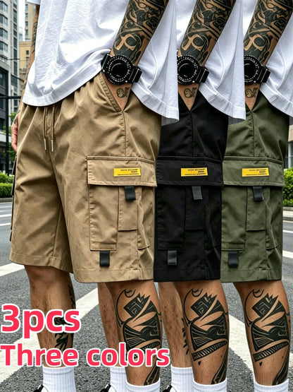 Men's Cargo Shorts - Drawstring Waist With Pockets – Black dark gray – view 13