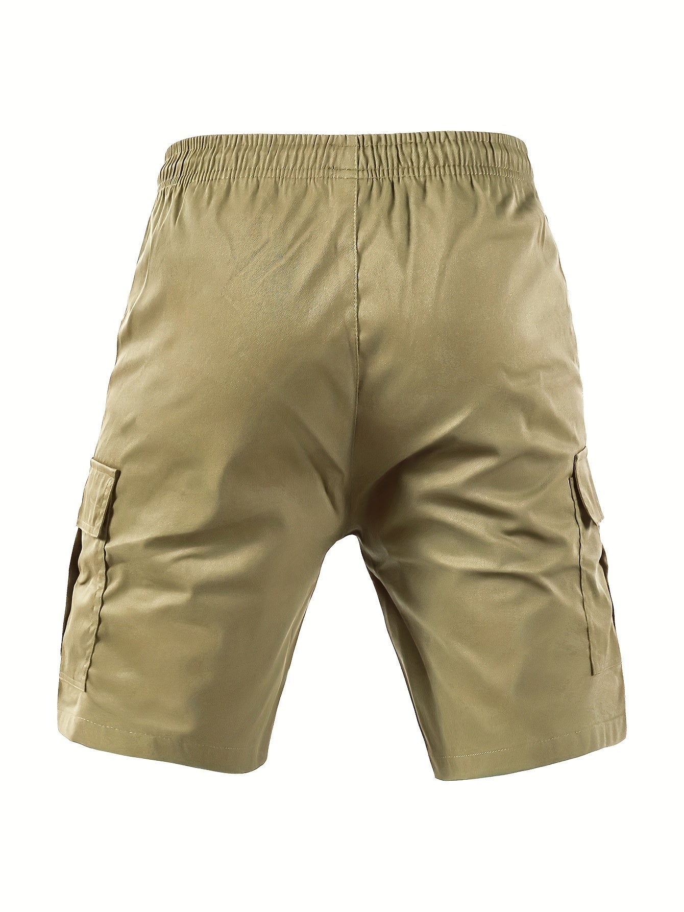Men's Cargo Shorts - Drawstring Waist With Pockets – Black Polyester – view 7