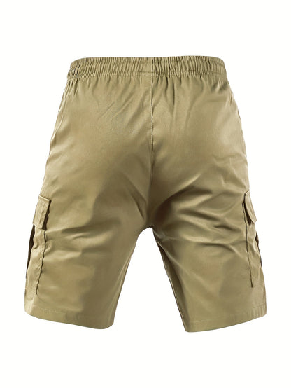 Men's Cargo Shorts - Drawstring Waist With Pockets – Black Polyester – view 7