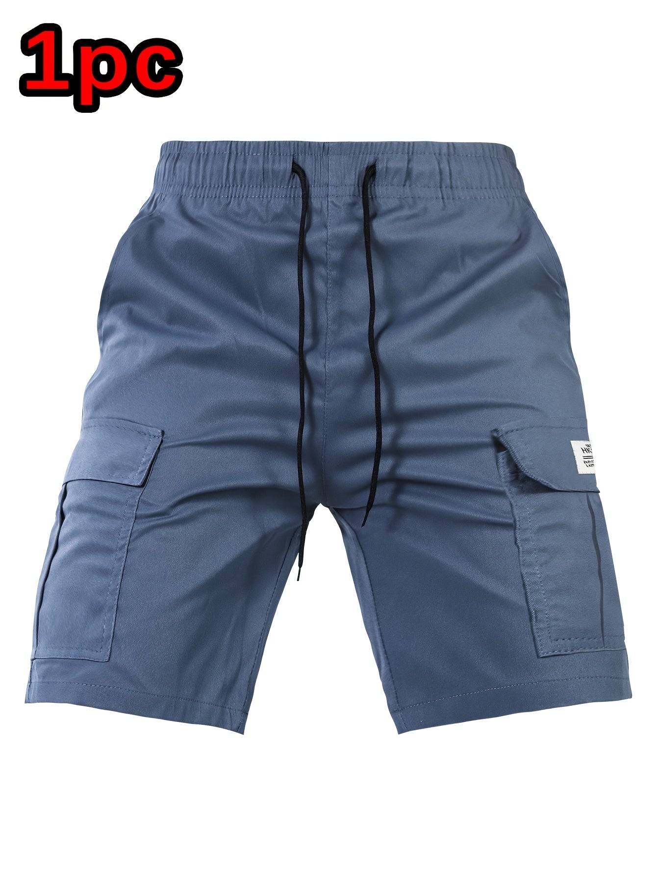 Men's Cargo Shorts - Drawstring Waist With Pockets – Black Polyester – view 13