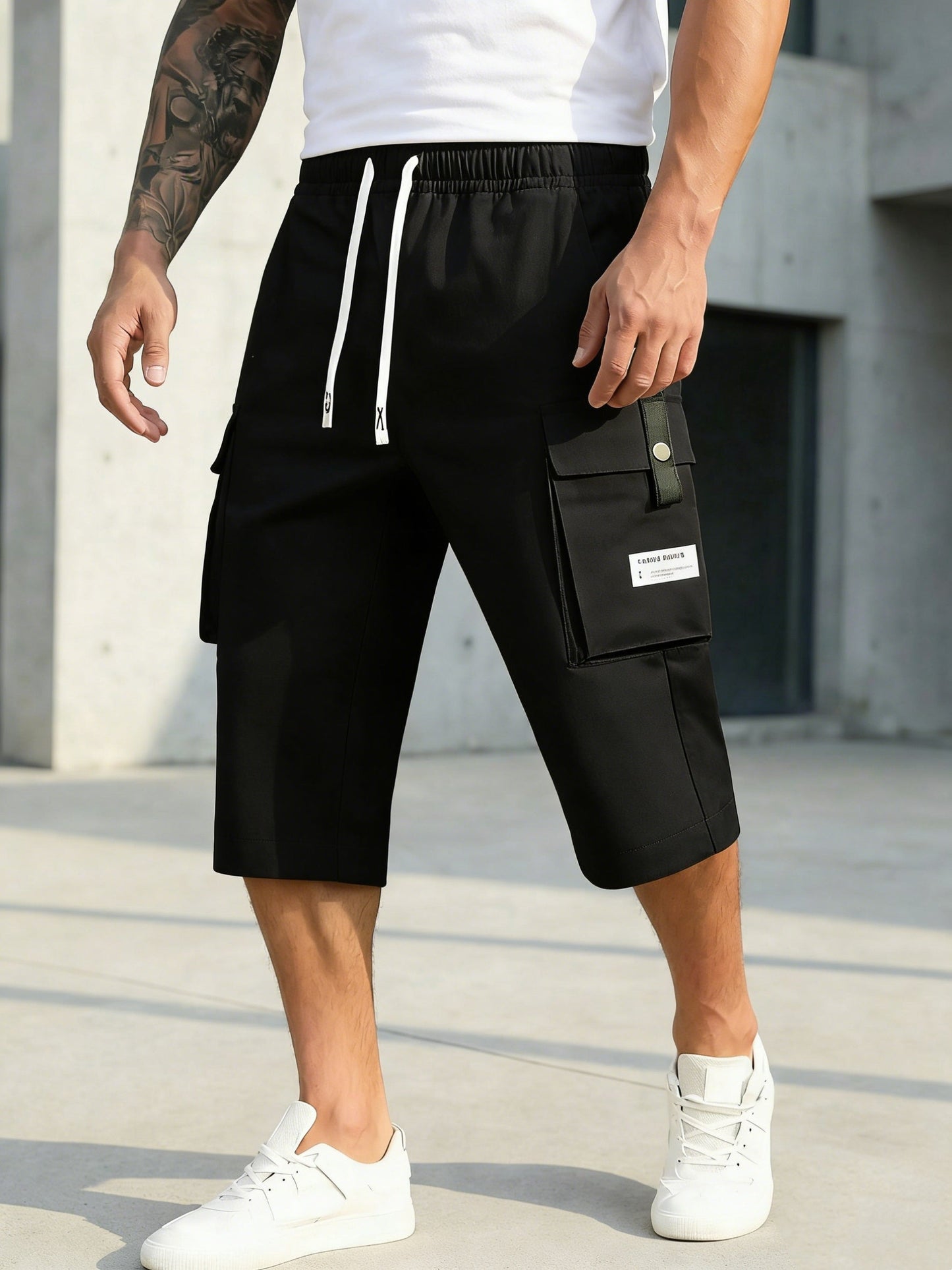 Men's Cargo Shorts - Multi Pocket – Black & gray & khaki / 5-Variant Selection – view 17