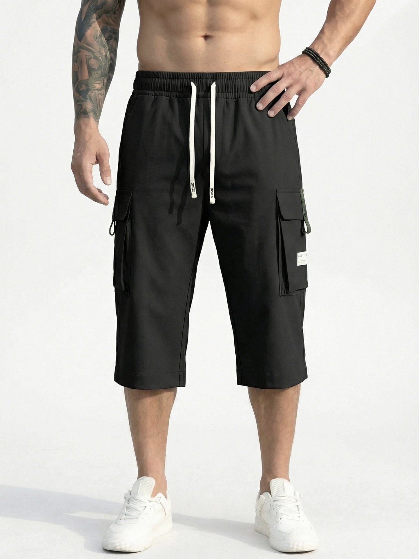 Men's Cargo Shorts - Multi Pocket – Black & gray & khaki / 5-Variant Selection – view 18