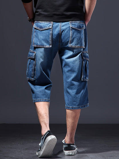 Men's Cargo Shorts - Multi Pocket – Blue Denim – view 2