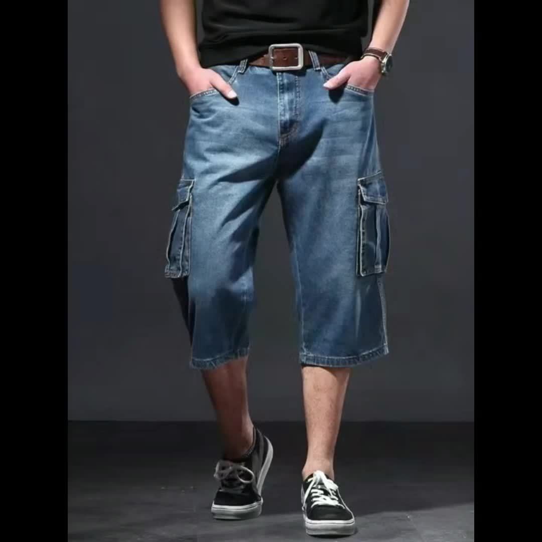 Men's Cargo Shorts - Multi Pocket – Blue Denim – view 7