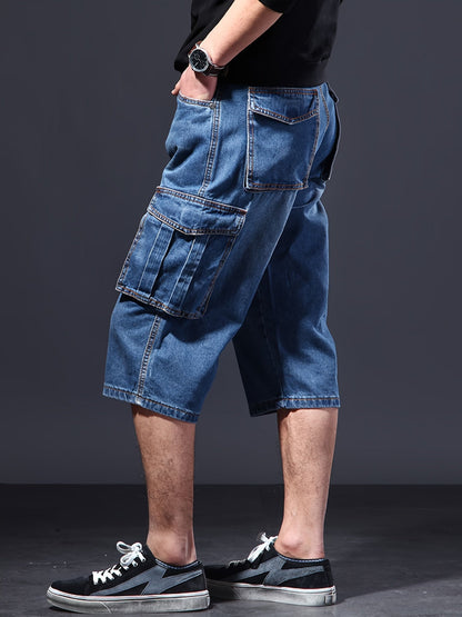Men's Cargo Shorts - Multi Pocket – Blue Denim – view 12