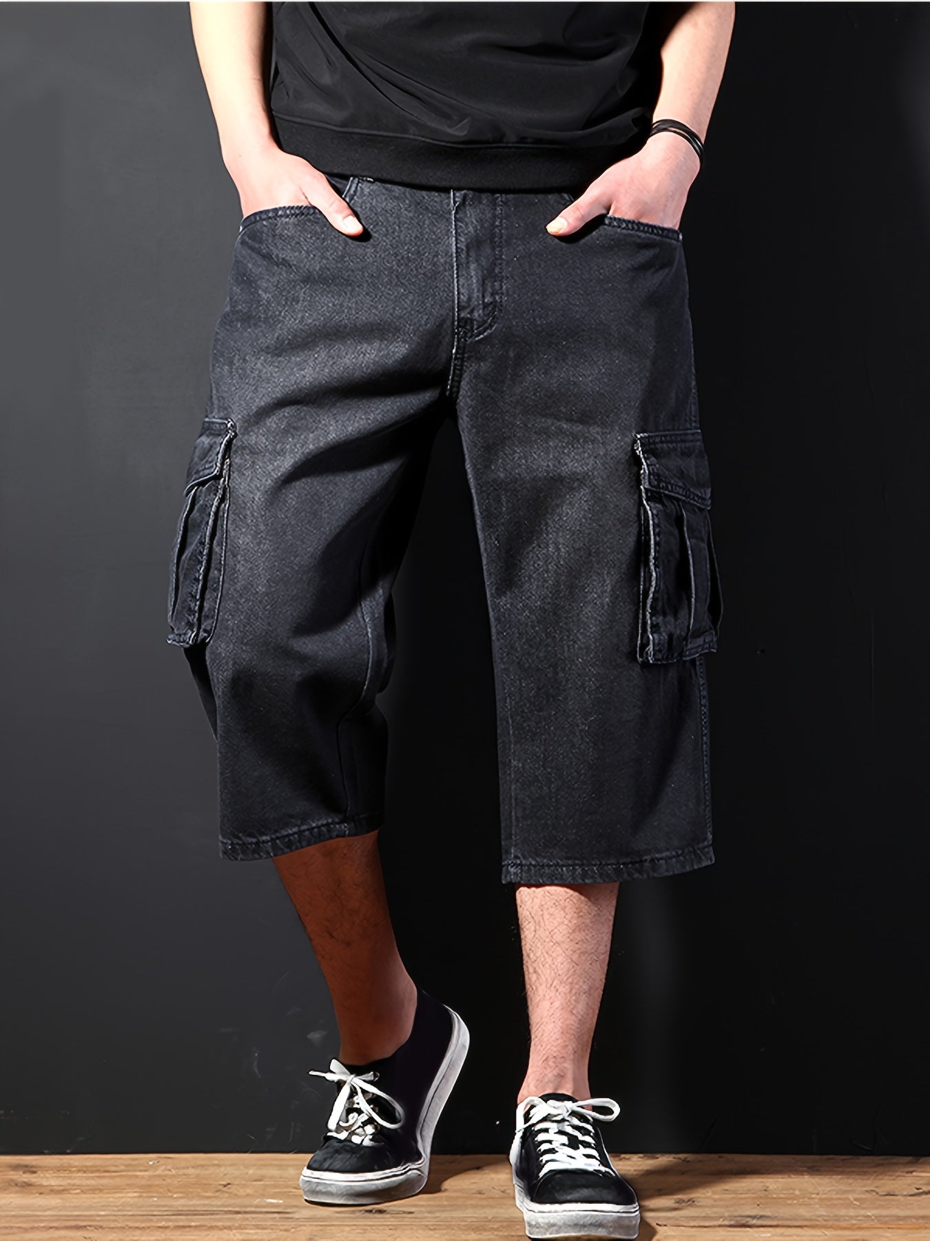 Men's Cargo Shorts - Multi Pocket – Blue Denim – view 16