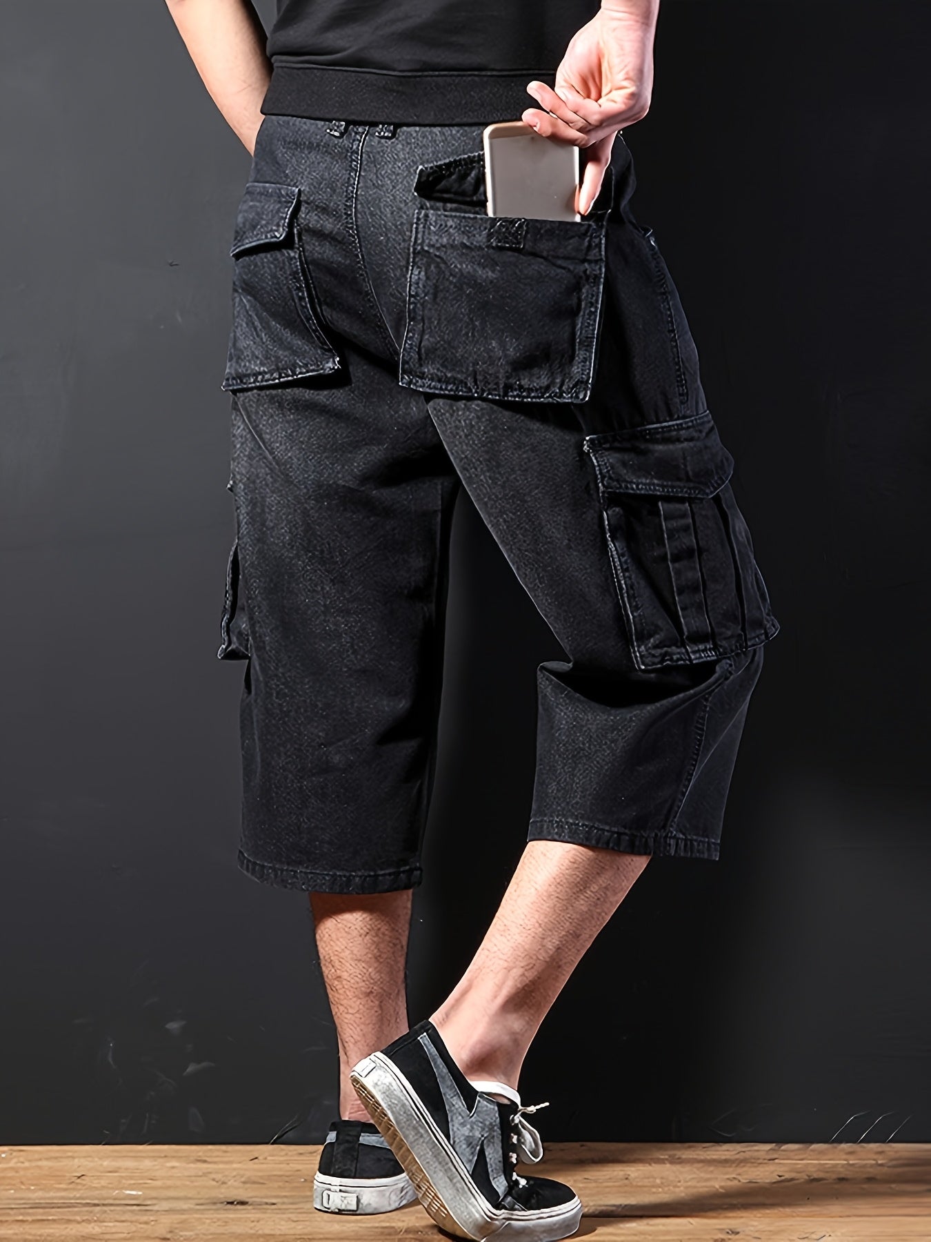 Men's Cargo Shorts - Multi Pocket – Blue Denim – view 17