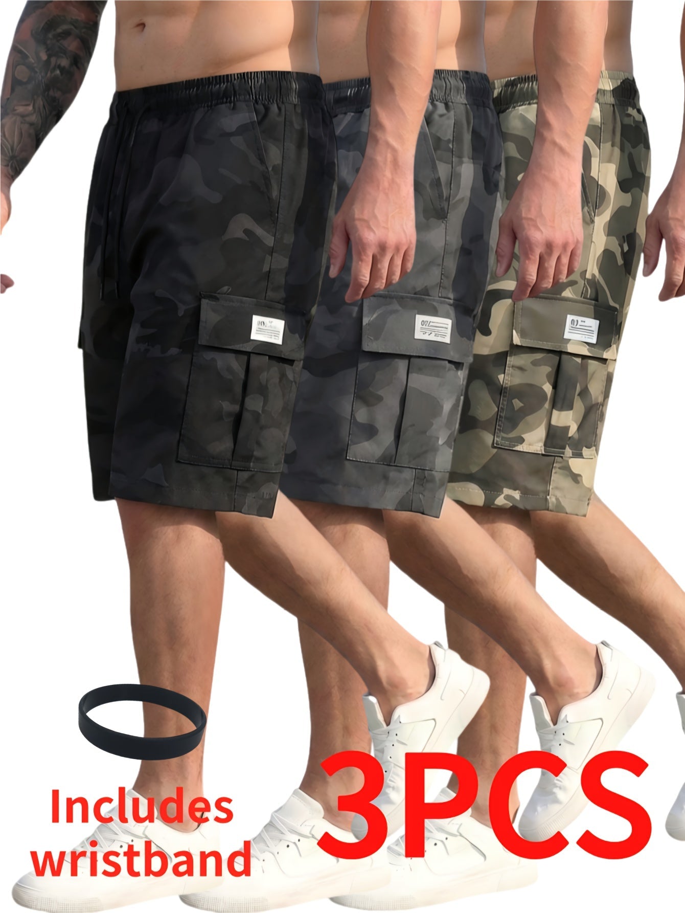 Men's Cargo Shorts - Multi Pocket – Mixed Color – view 3