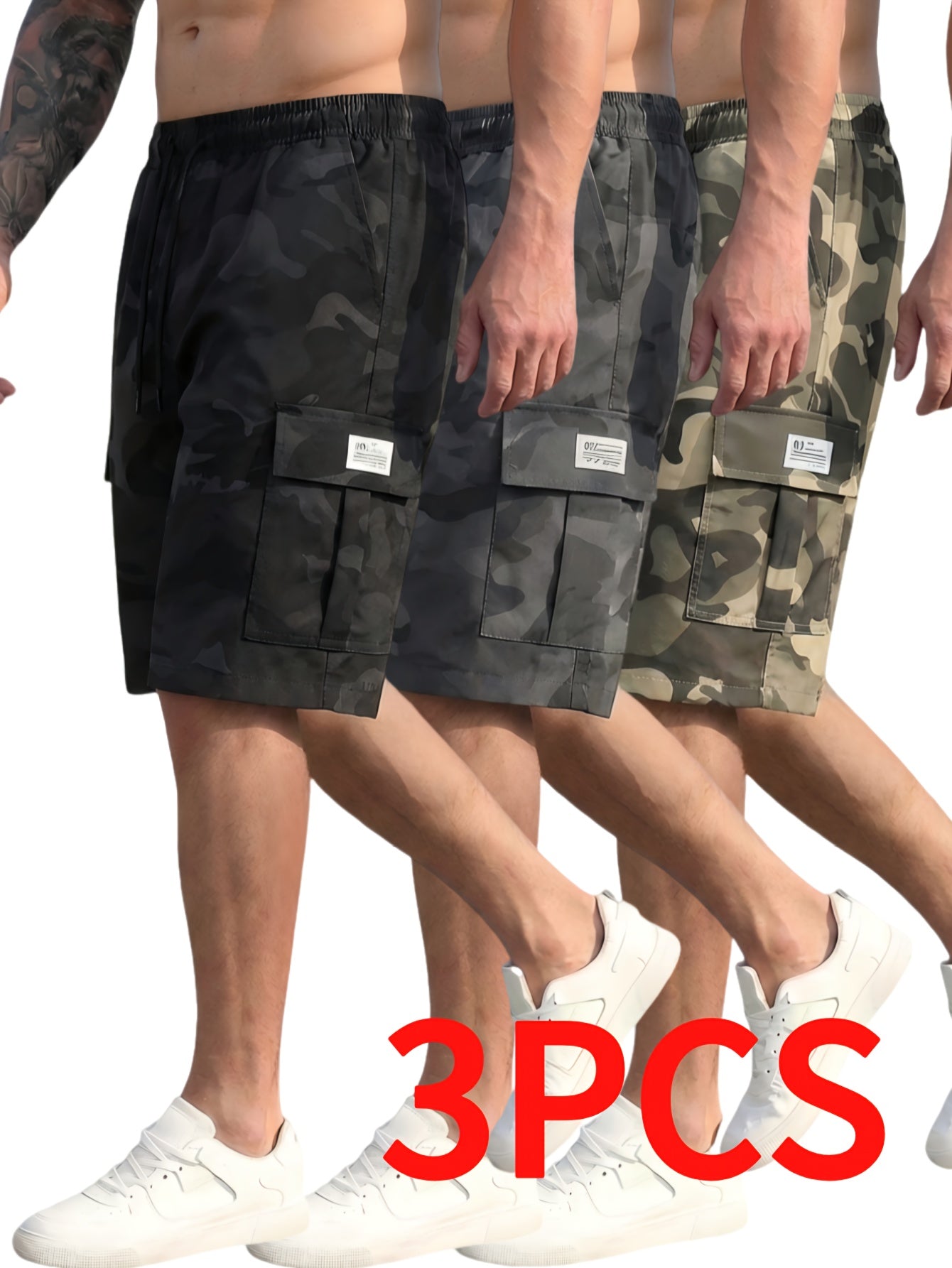 Men's Cargo Shorts - Multi Pocket – Mixed Color – view 12