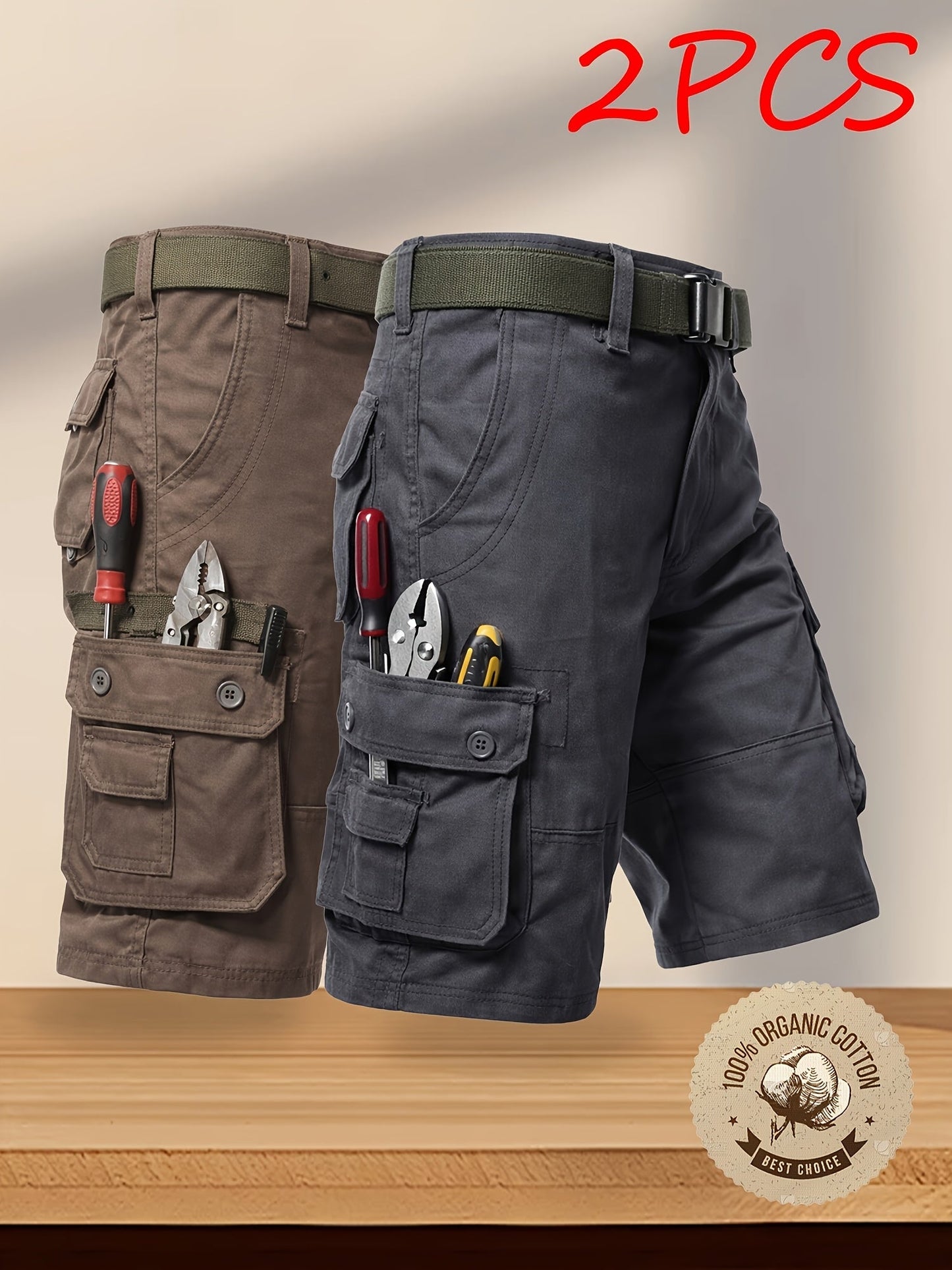 Men's Cargo Shorts - Multi Pocket – Sizes 31–40 – Black option – view 5