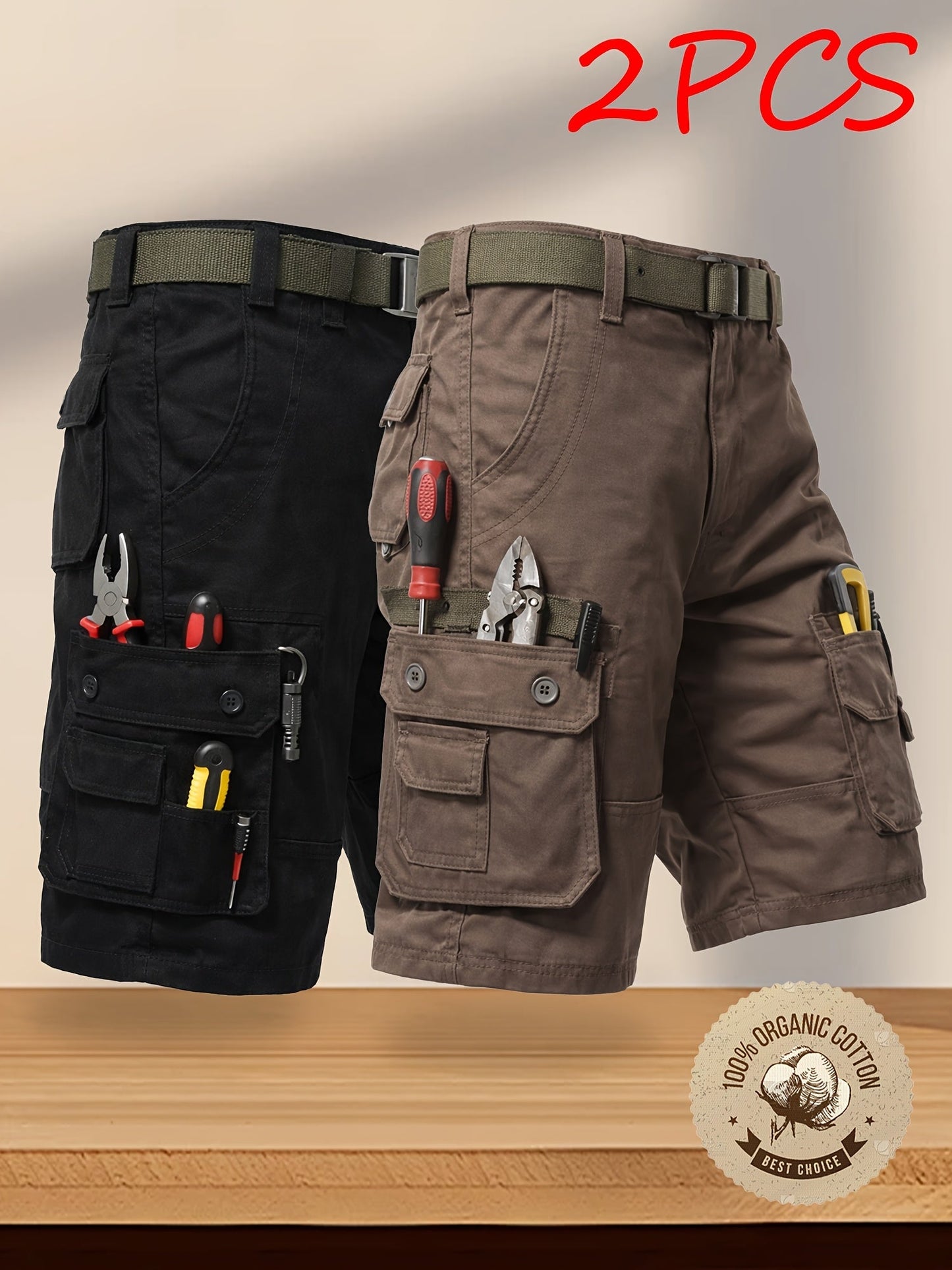 Men's Cargo Shorts - Multi Pocket – Sizes 31–40 – Black option – view 6