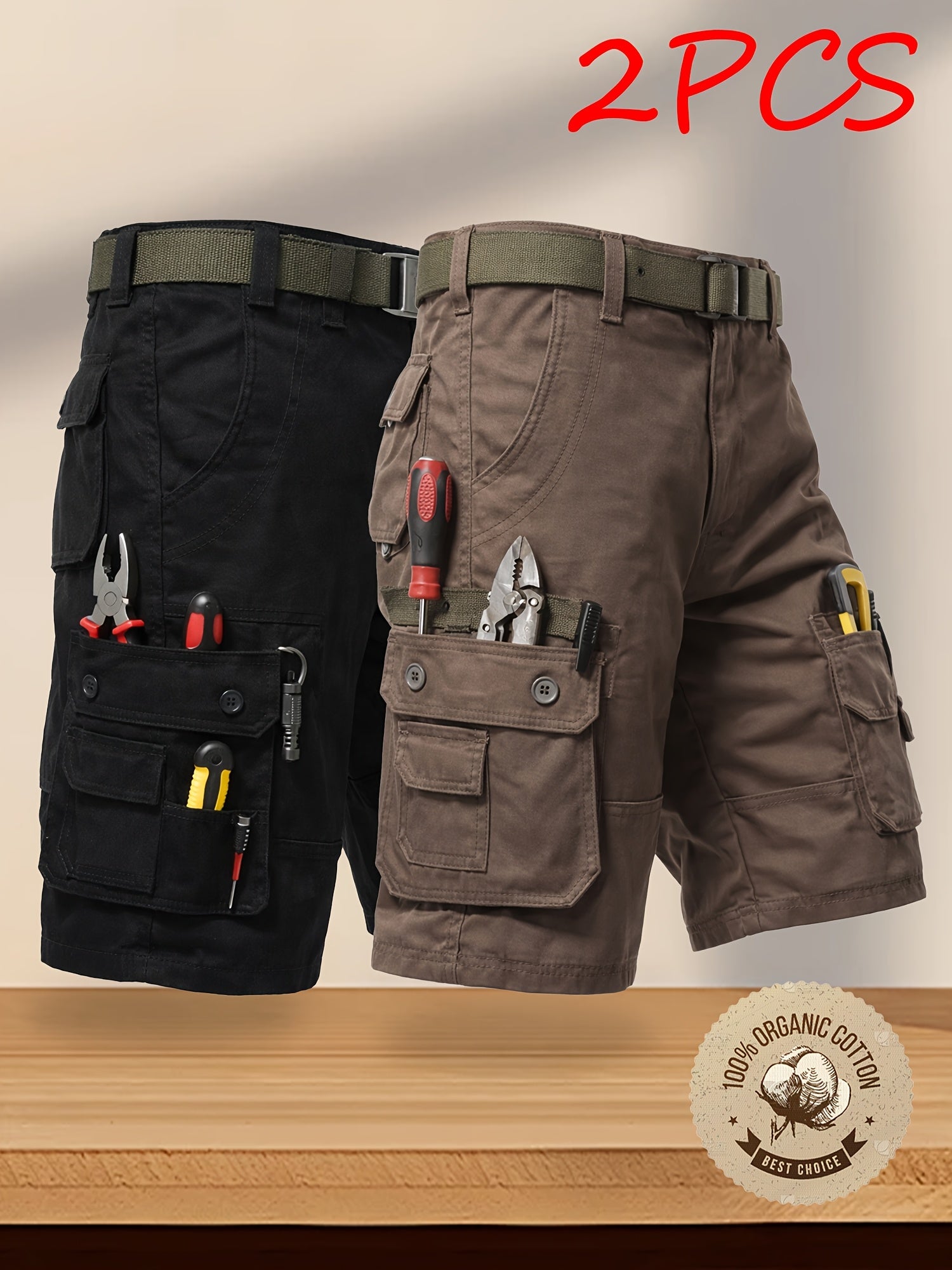 Men's Cargo Shorts - Multi Pocket – Sizes 31–40 – Black option – view 6