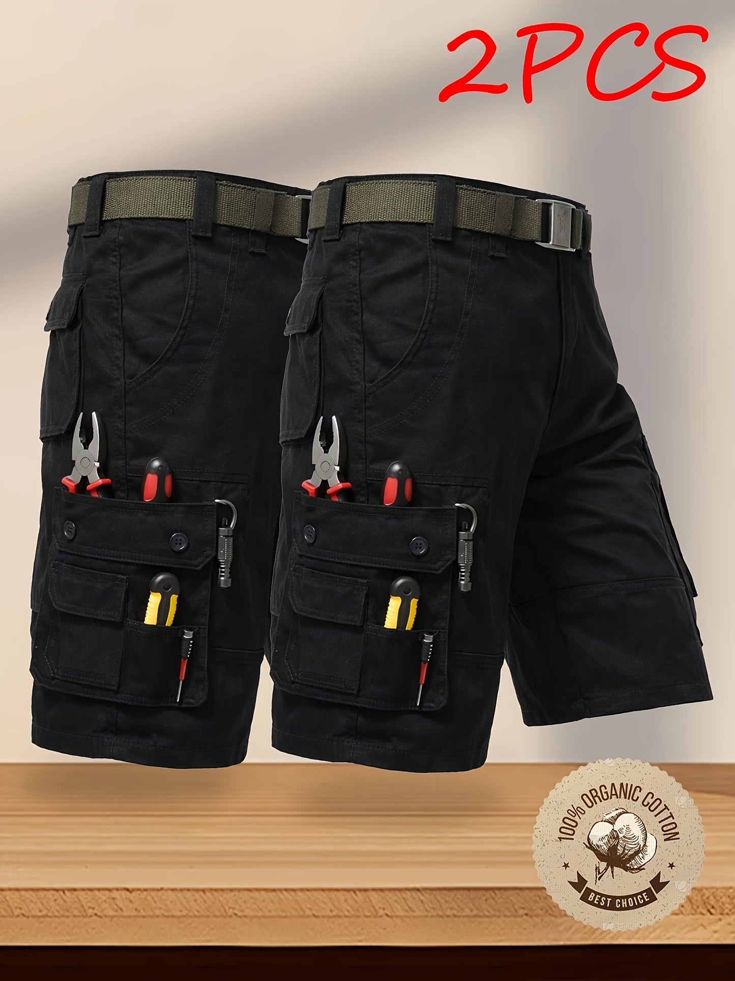 Men's Cargo Shorts - Multi Pocket – Sizes 31–40 – Black option – view 9
