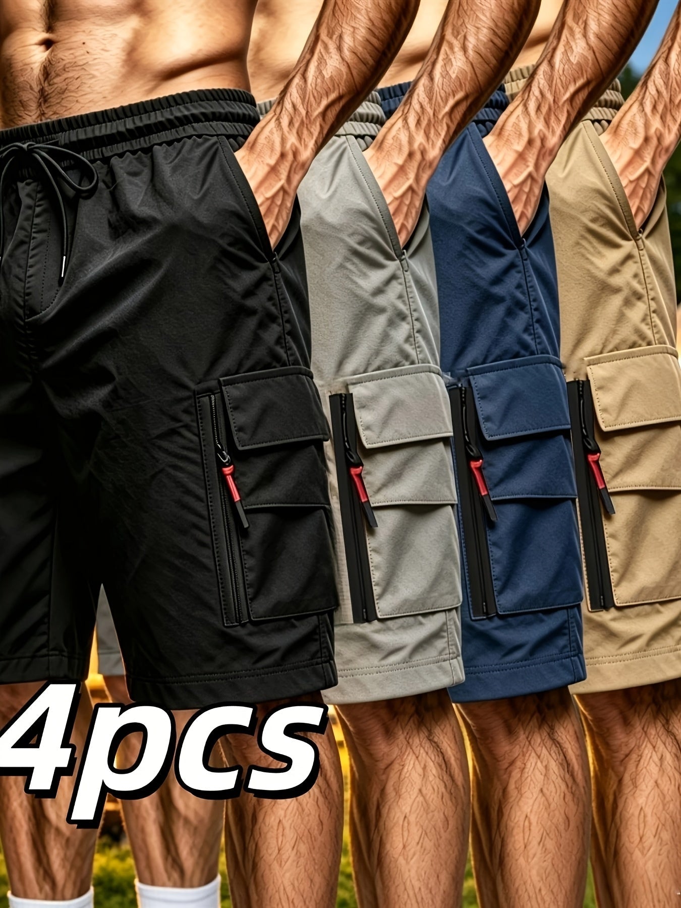 Men's Cargo Shorts - Quick Dry With Pockets Active – Black option – main product image