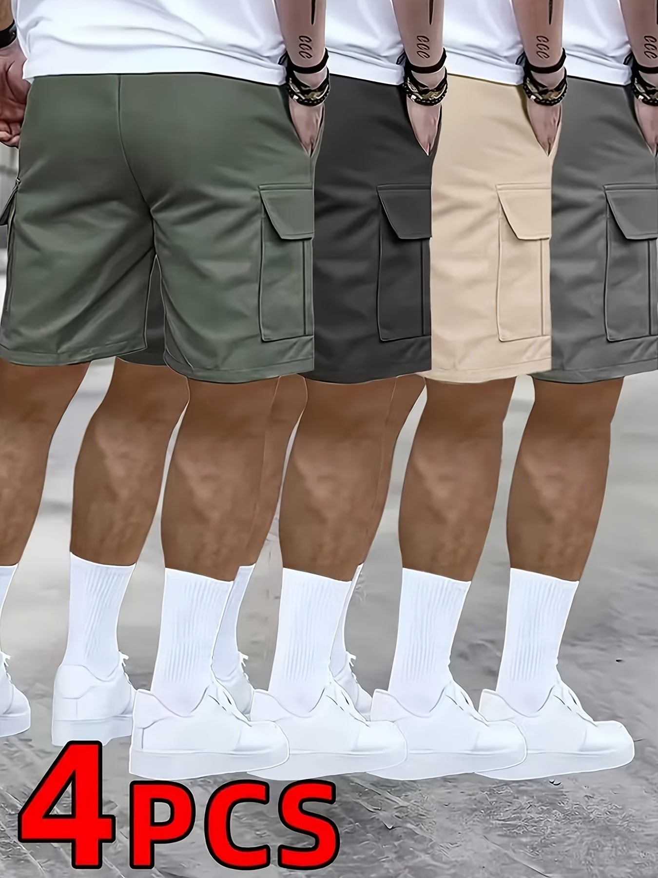 Men's Cargo Shorts - Quick Dry With Pockets – Gray Khaki Green – view 10