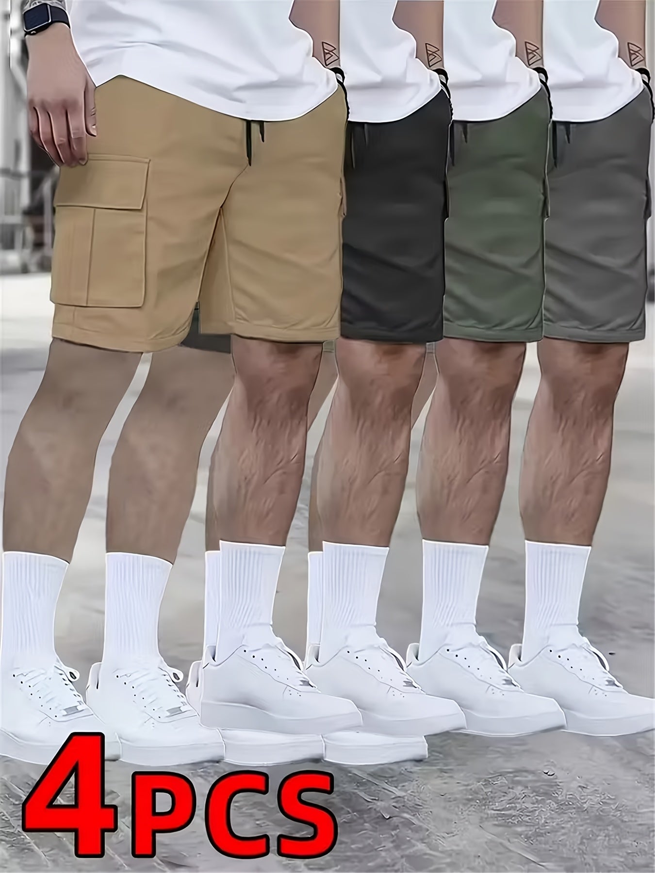 Men's Cargo Shorts - Quick Dry With Pockets – Gray Khaki Green – view 12