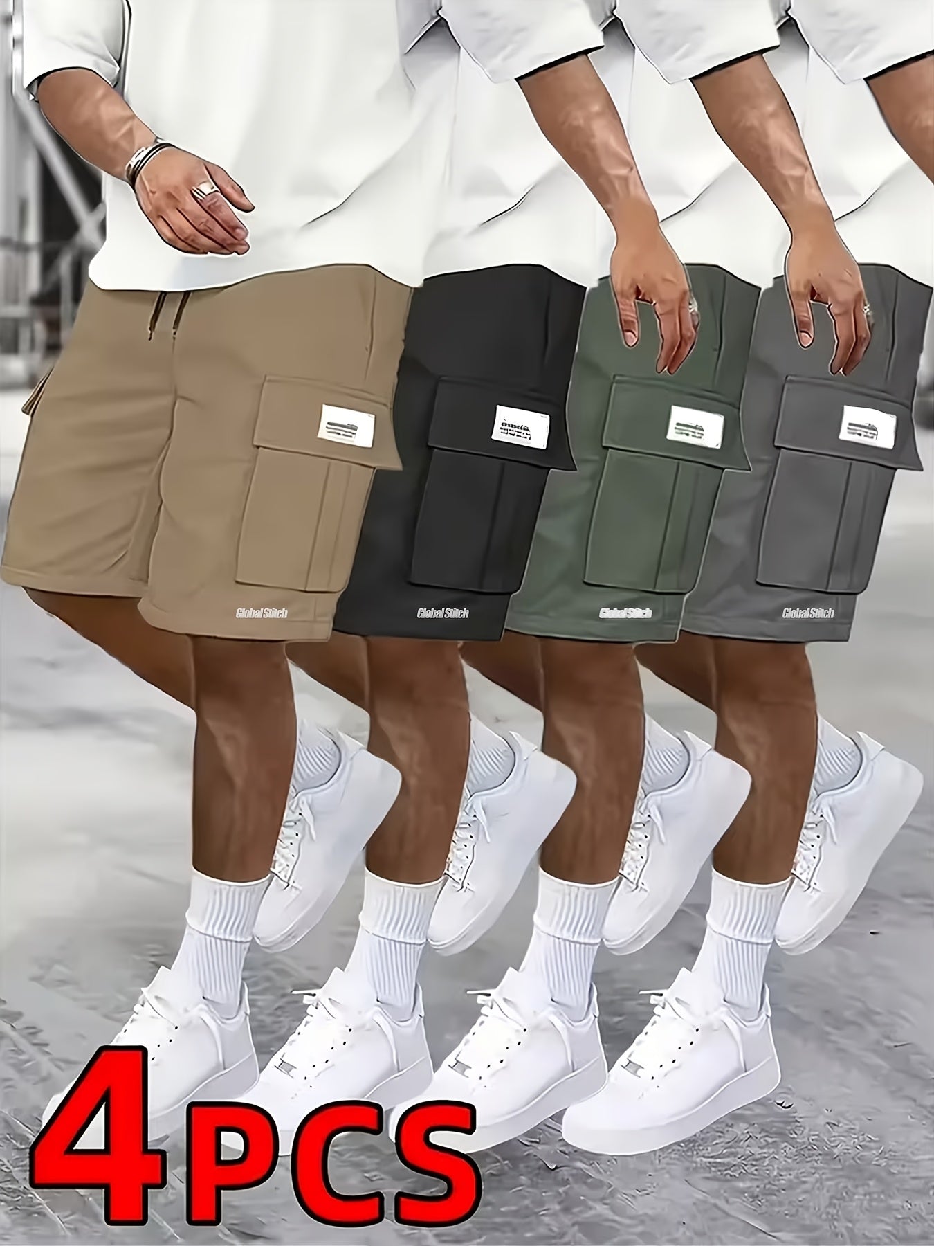 Men's Cargo Shorts - Quick Dry With Pockets – Gray Khaki Green – Gray option – main product image