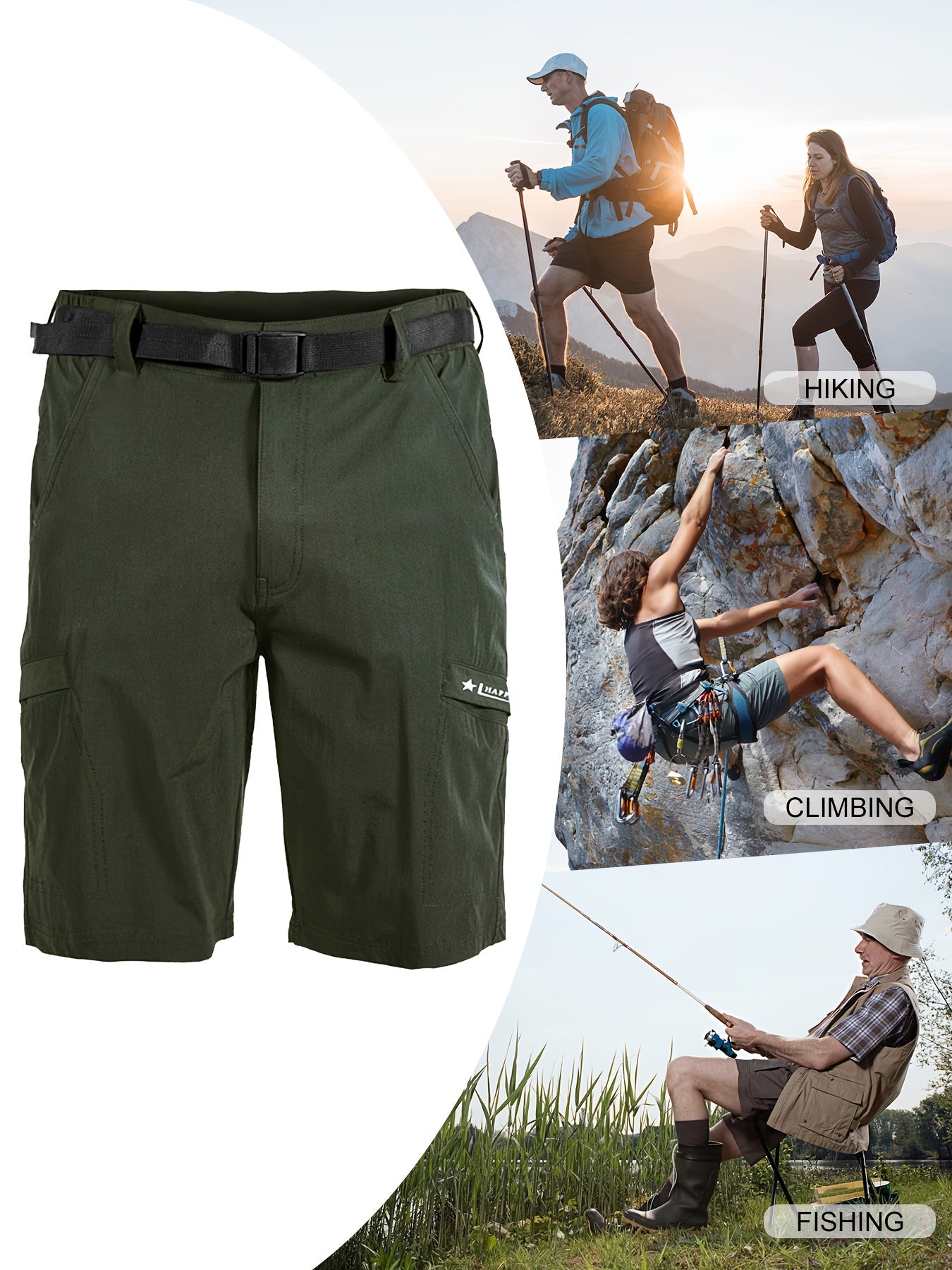 Men's Cargo Shorts - Quick Dry With Pockets – Sizes 32–36 – Green option – view 18