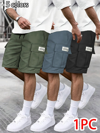 Men's Cargo Shorts - Stretch With Pockets – Grey Polyester – view 2