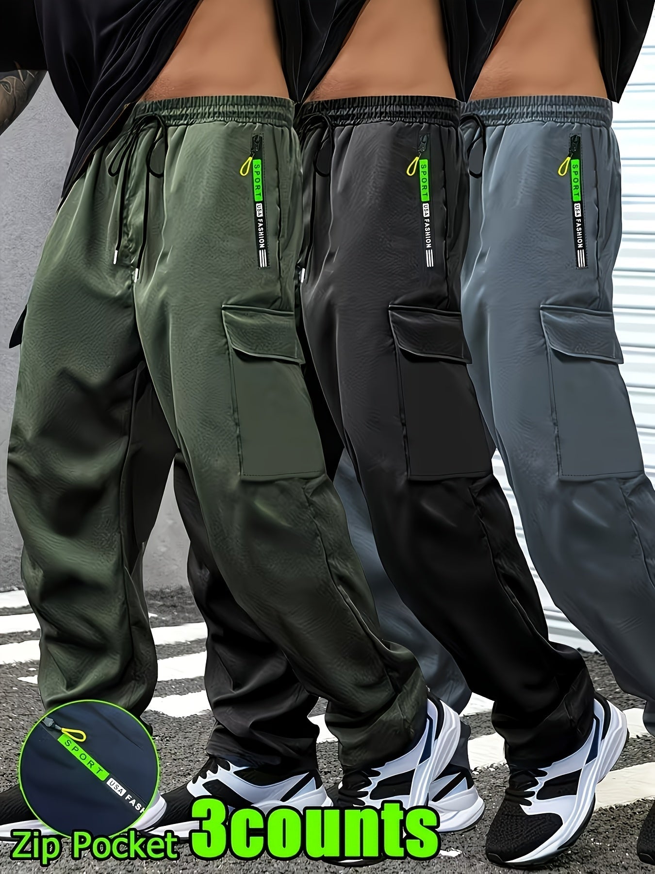 Men's Casual Pants - Elastic Waist With Pockets – main product image