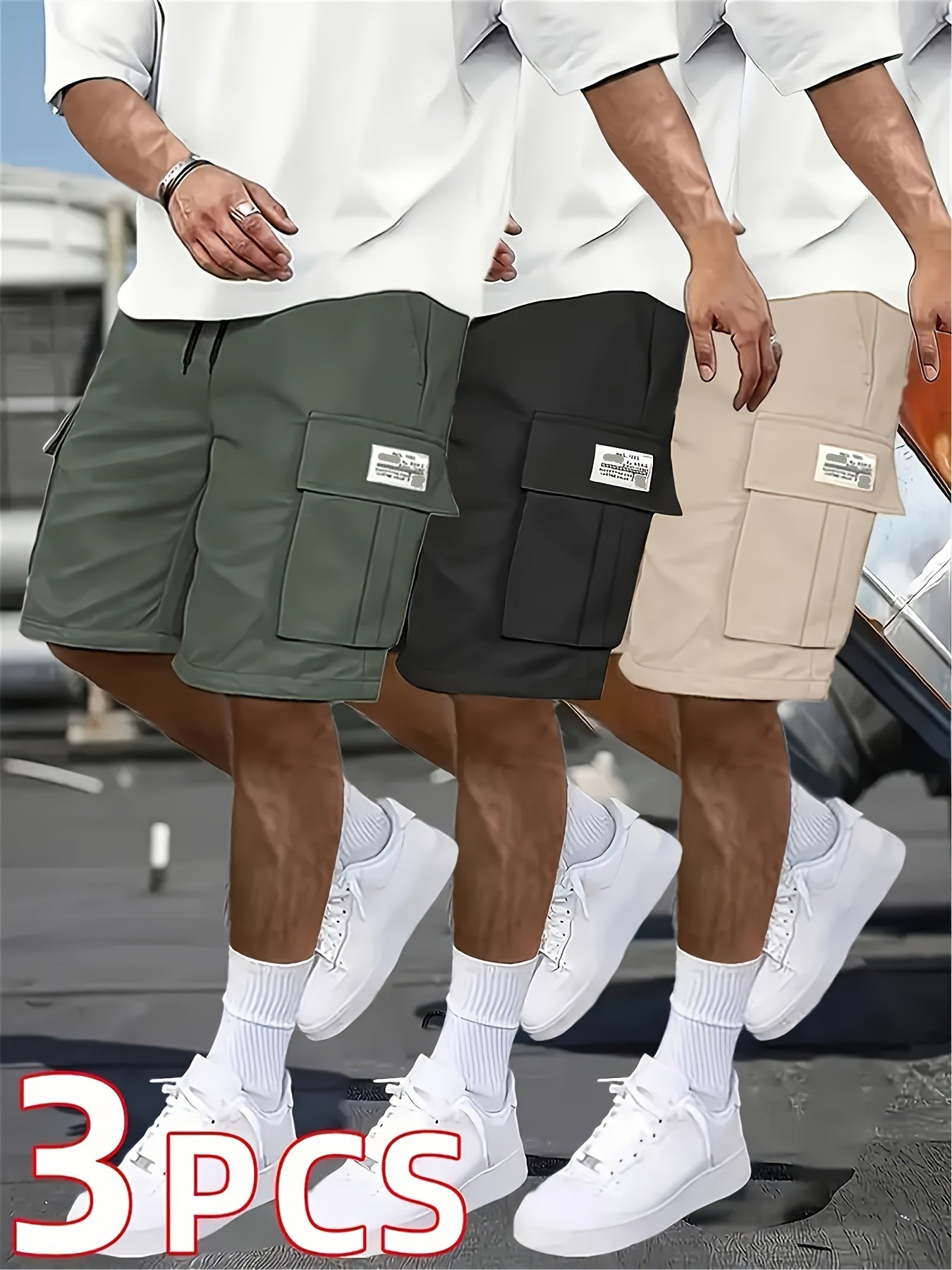Men's Casual Shorts - Stretch Comfort – Black+green+brown – view 6