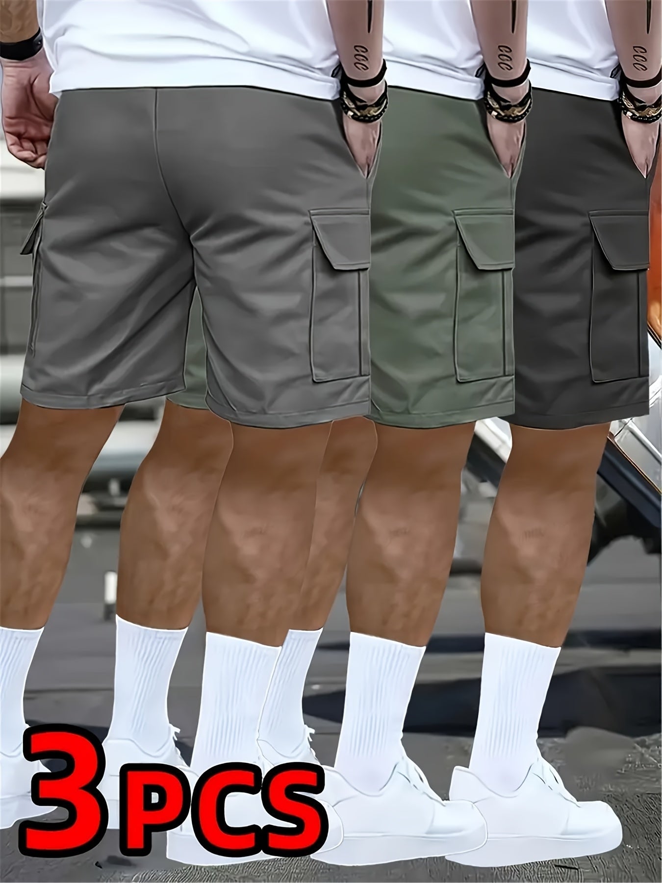 Men's Casual Shorts - Stretch Comfort – Black+green+brown – view 13