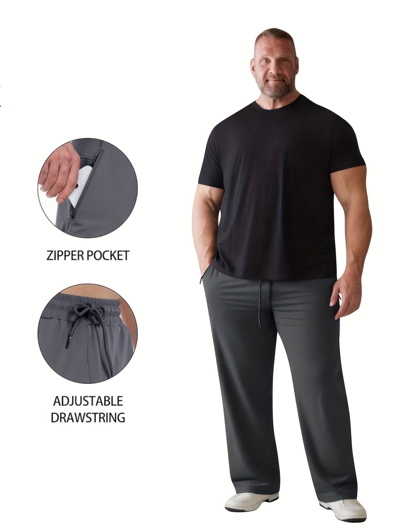 Men's Casual Trousers - Elastic Waist With Pockets – view 4