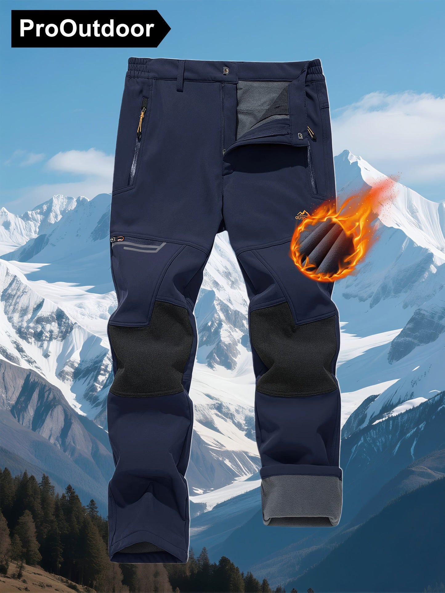 Men's Casual Trousers - Fleece Lined – Orange option – view 2