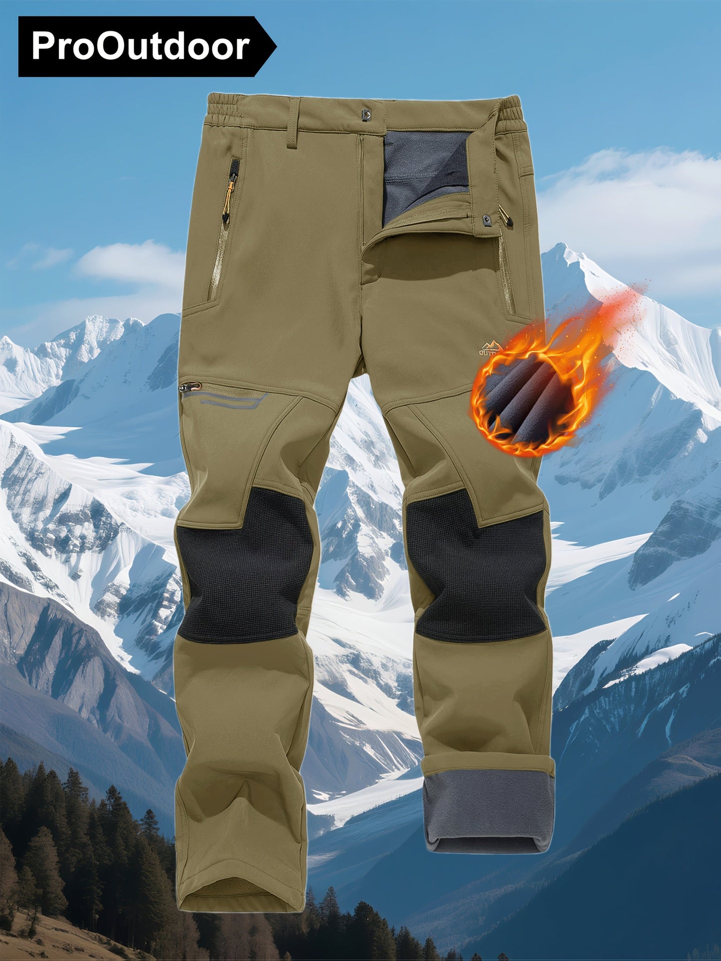Men's Casual Trousers - Fleece Lined – Orange option – view 7